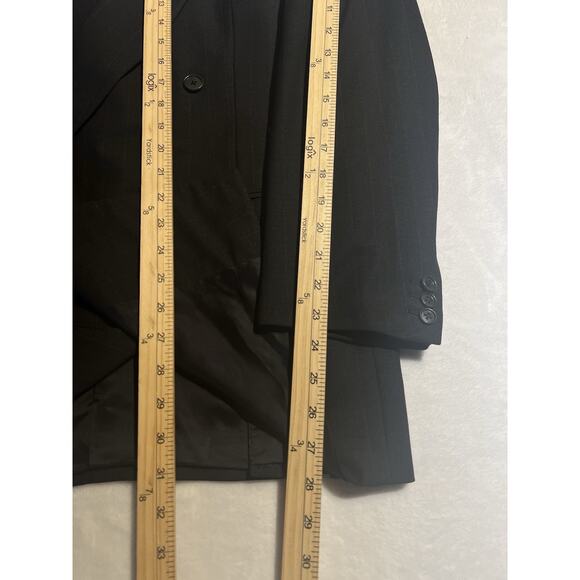 Vtg Ermenegildo Zegna 40R 30x30 Black Subtle Stripe Double Breasted Power Suit - Picture 14 of 16